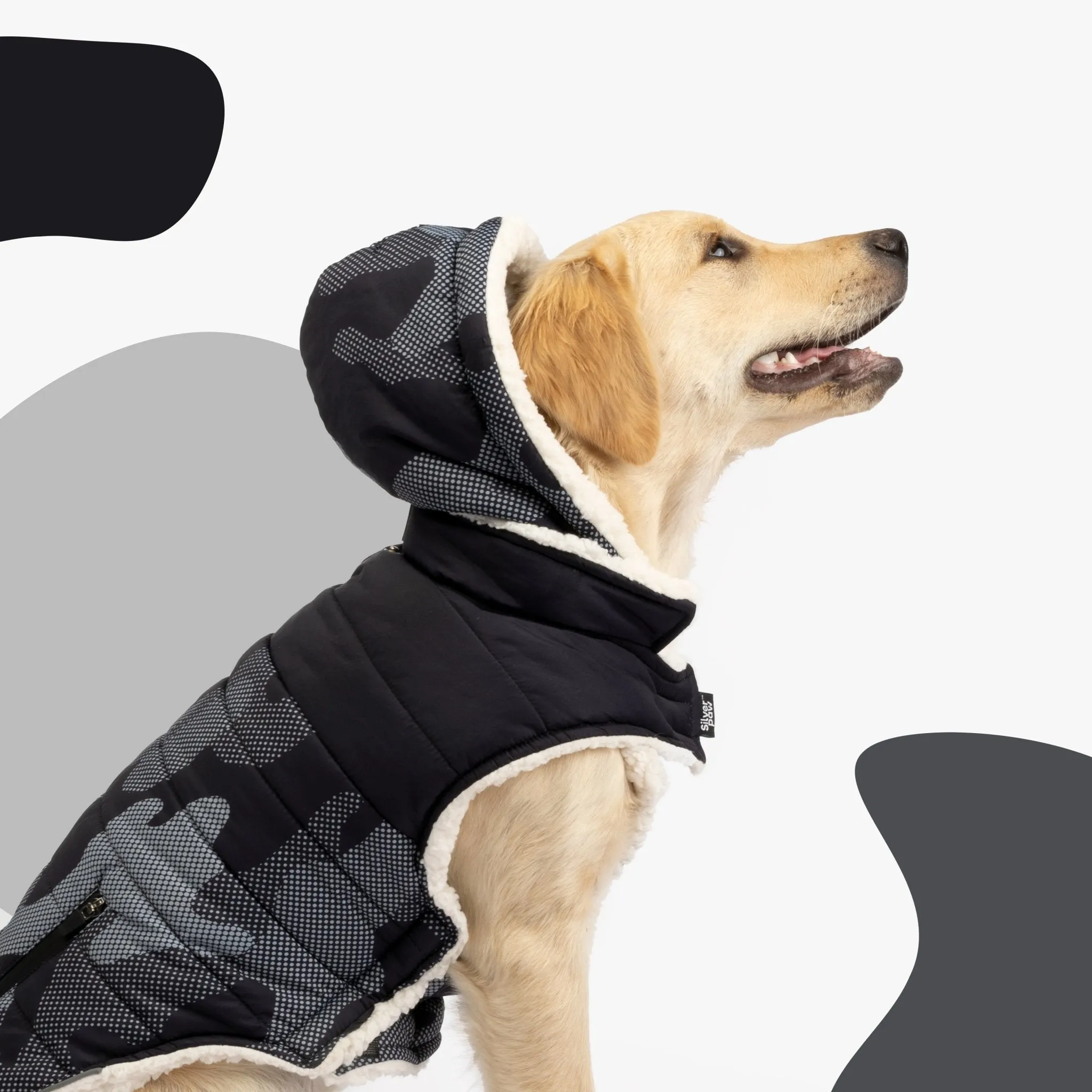 🐶 Marley Dog Jacket – Blue | Easy-Fit Winter Coat with Removable Hood & Sherpa Lining
