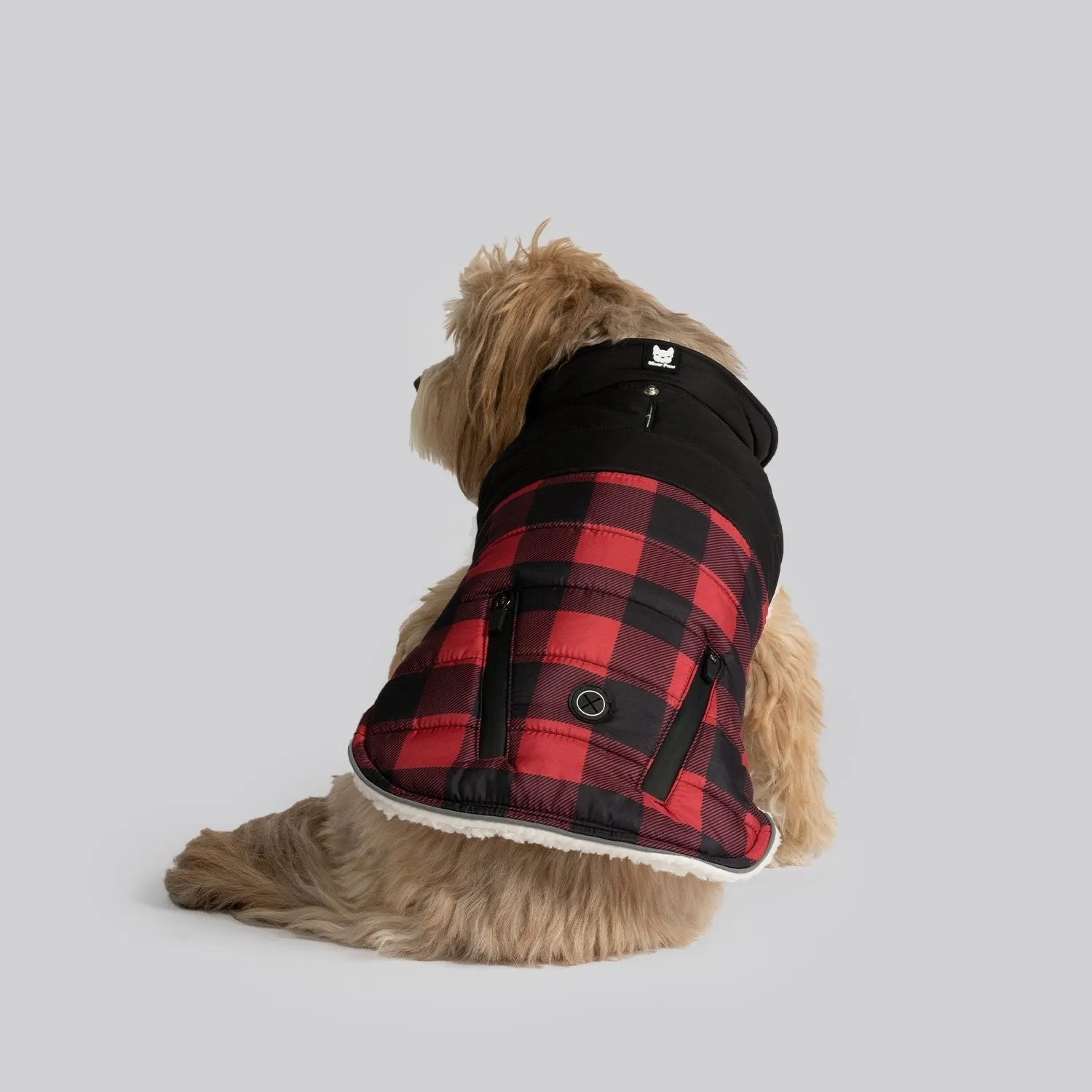 🐶 Marley Dog Jacket – Red | Cozy Winter Coat with Removable Hood & Sherpa Lining