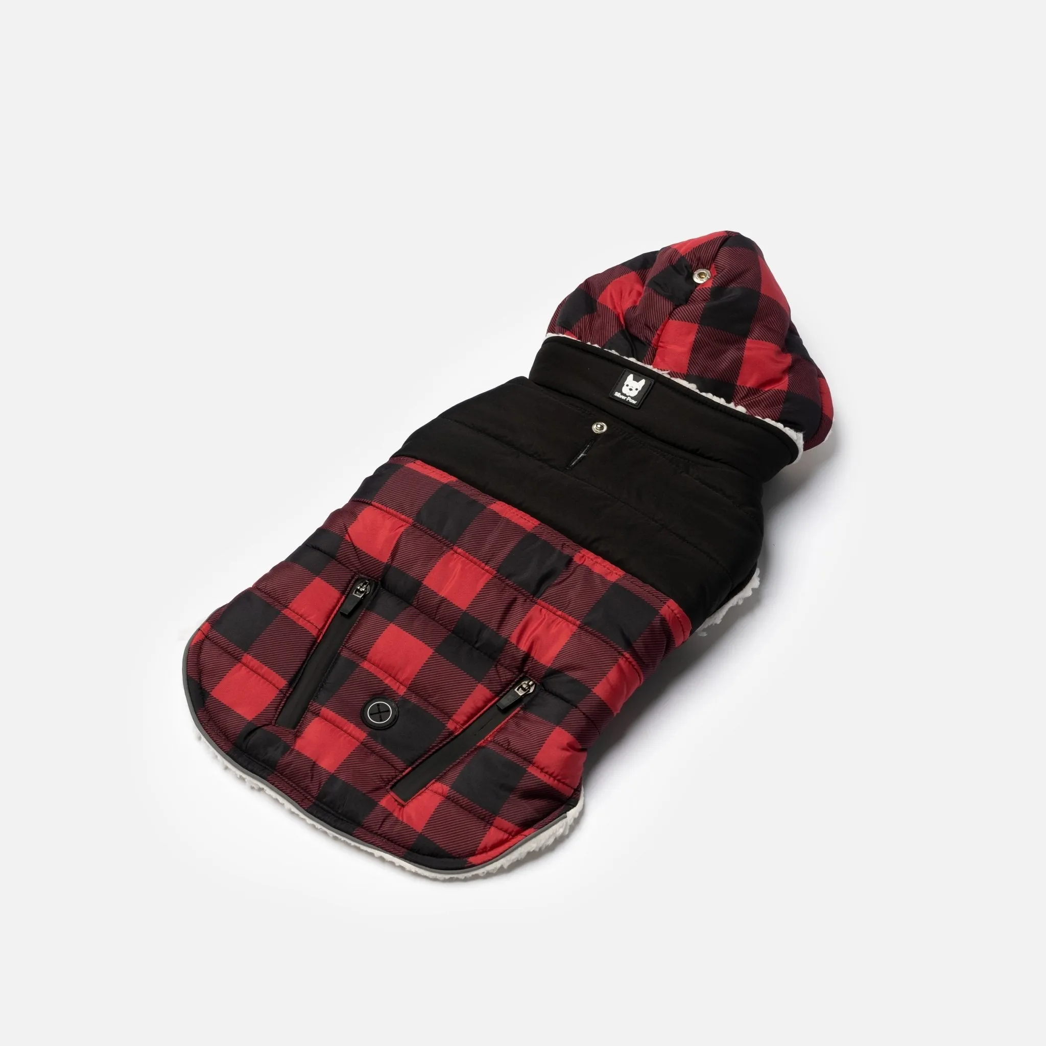 🐶 Marley Dog Jacket – Red | Cozy Winter Coat with Removable Hood & Sherpa Lining