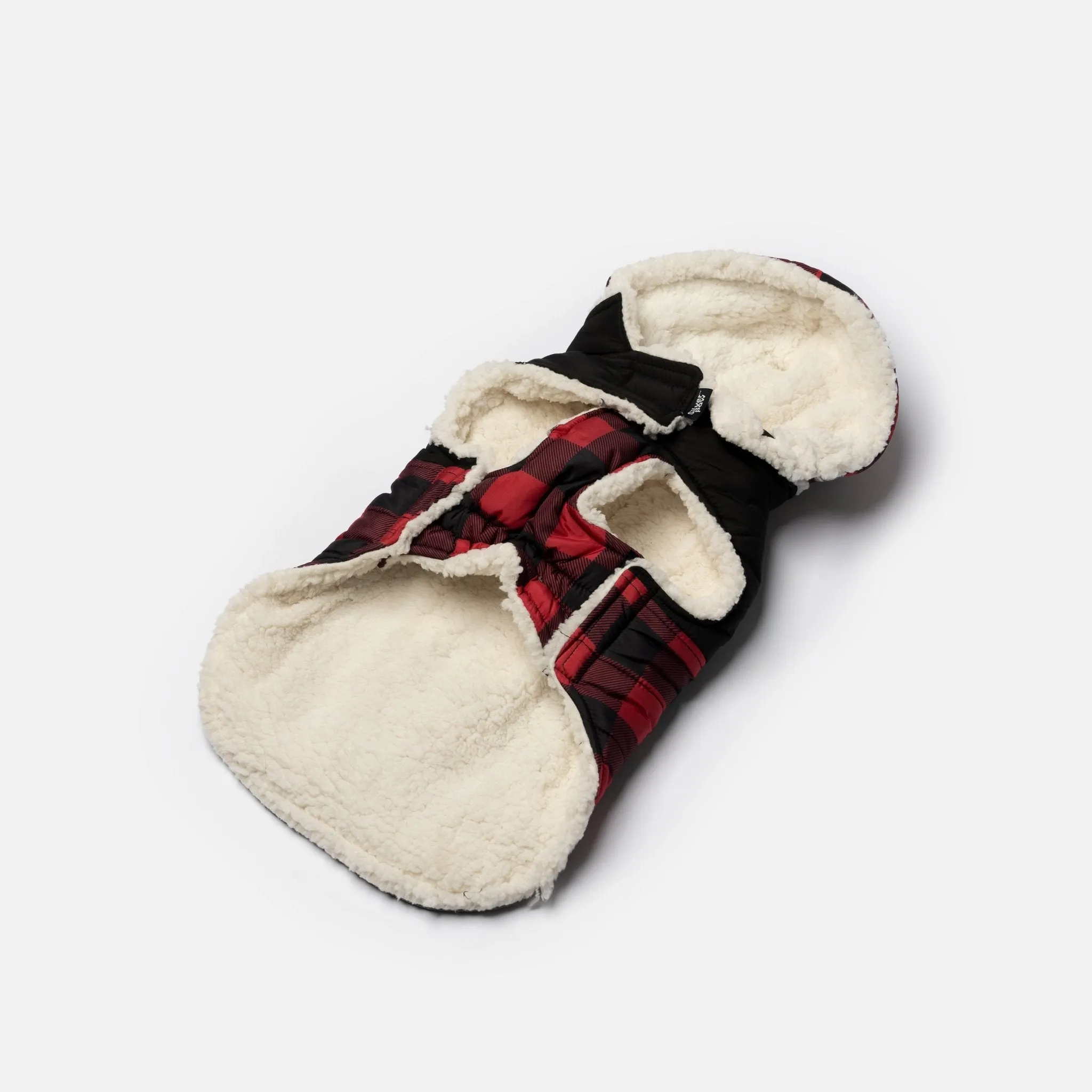🐶 Marley Dog Jacket – Red | Cozy Winter Coat with Removable Hood & Sherpa Lining