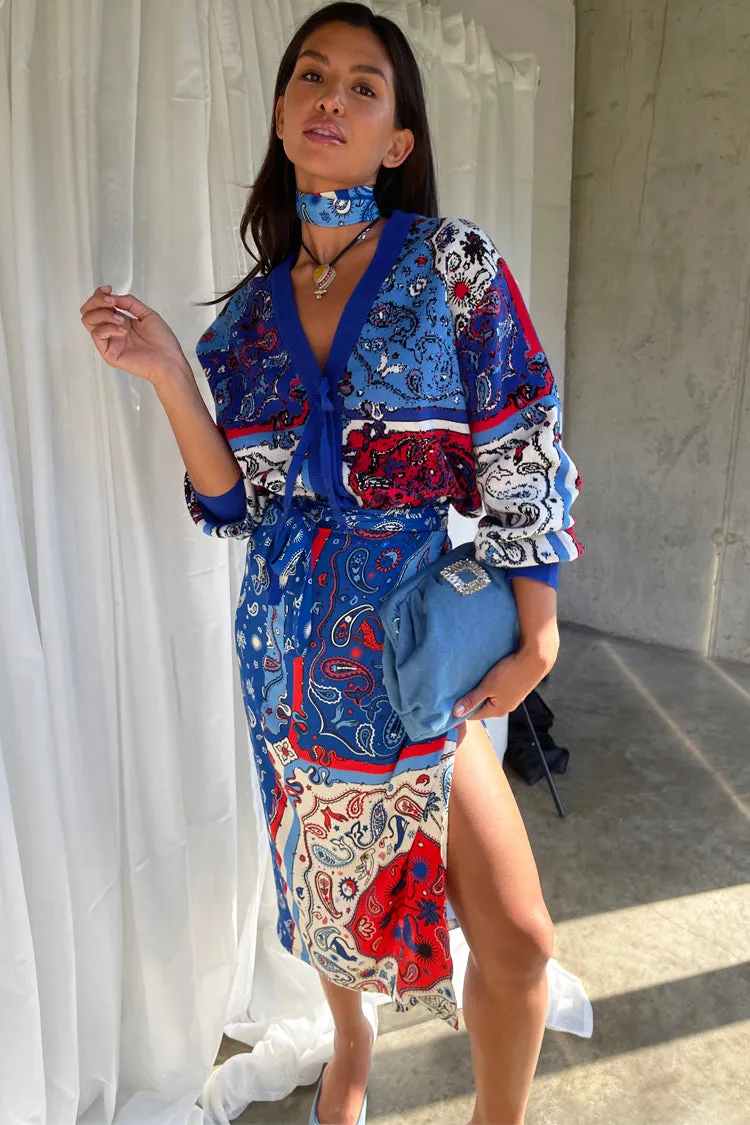 Blue Bandana Clash Jaspre Wrap Skirt