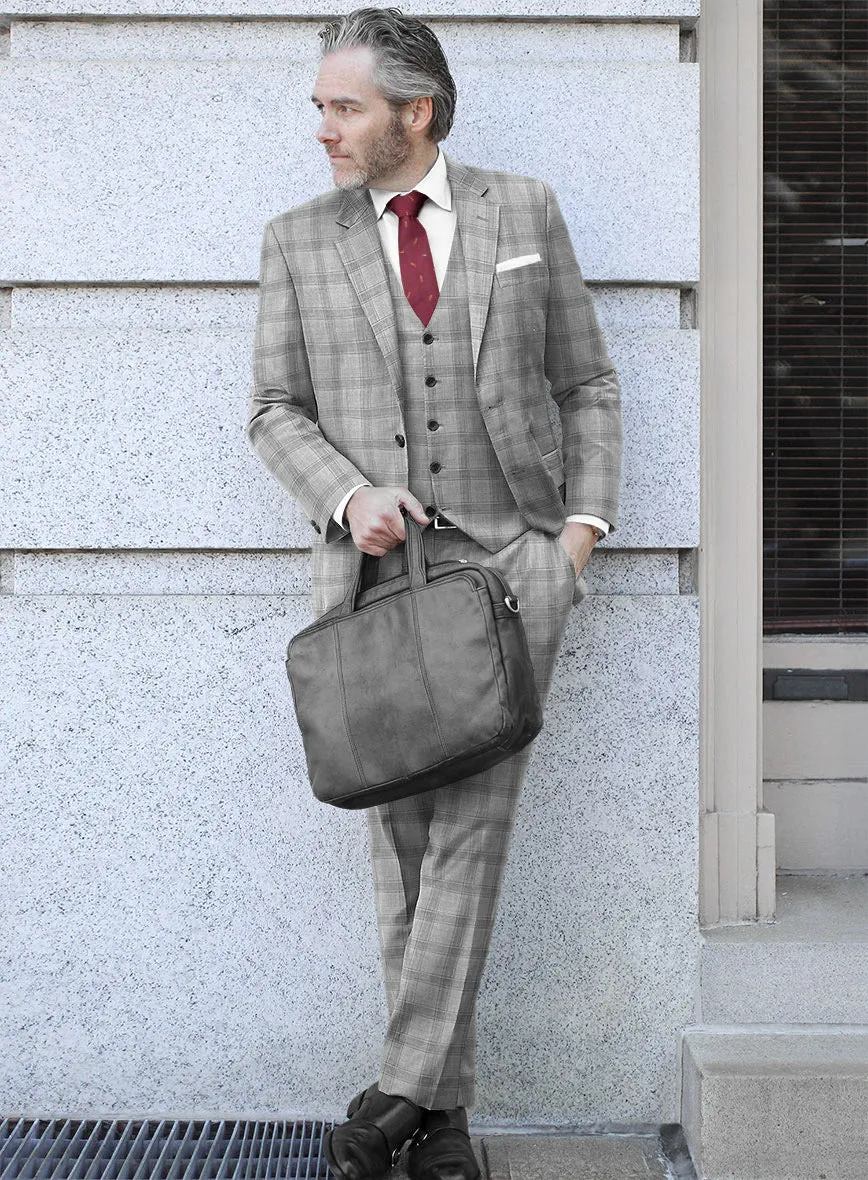 Italian Murano Sageo Gray Wool Linen Silk Suit