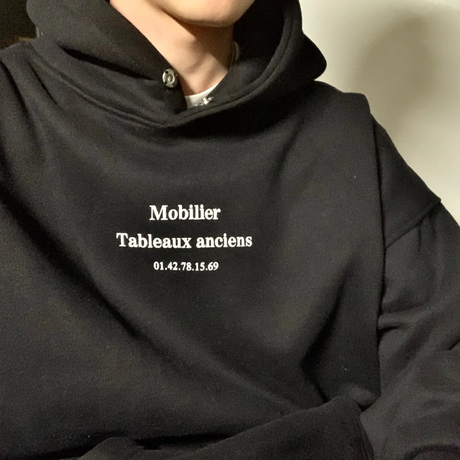 Mobilier Graphic Letter Print Solid Color Long Sleeve Hoodie