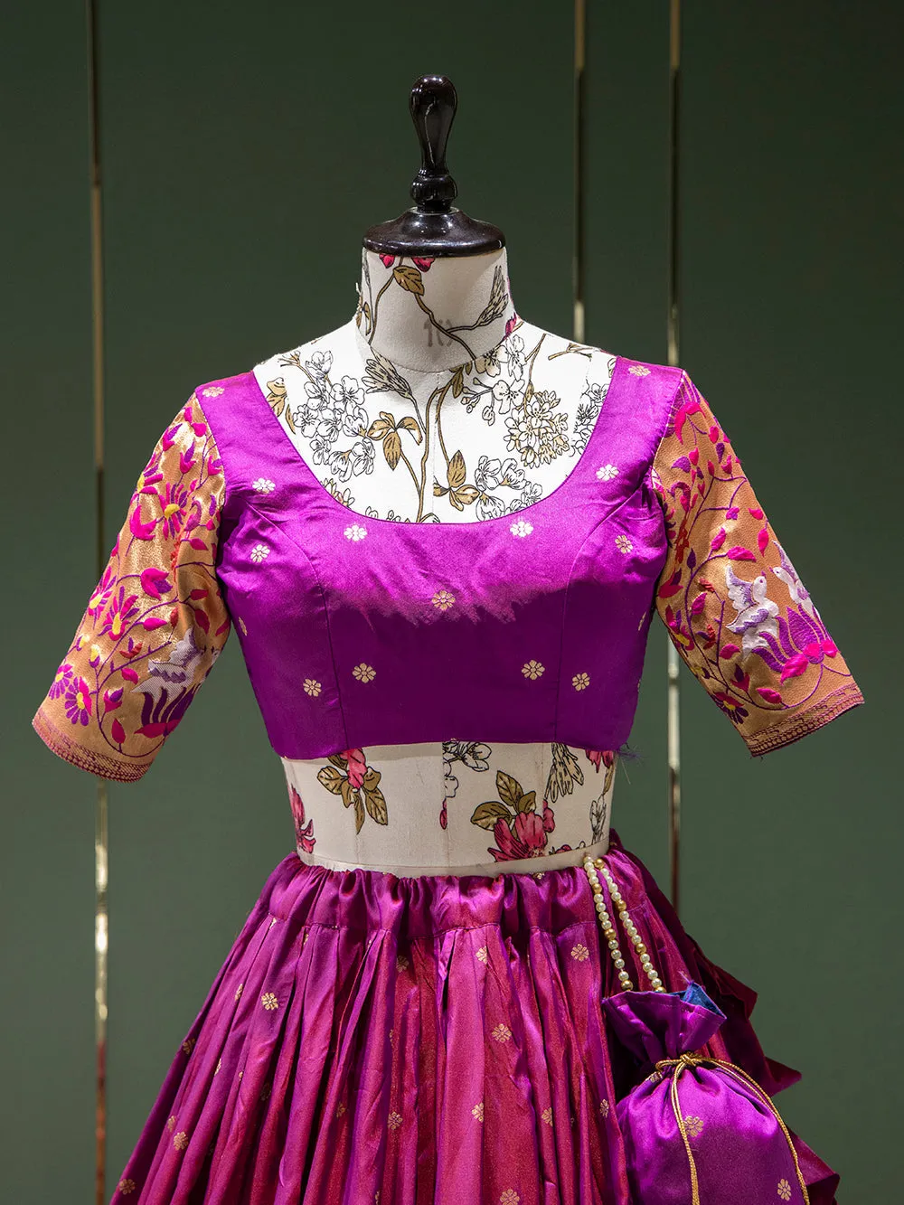 Purple Color Weaving Zari Work Jacquard Pethani Lehenga Sets
