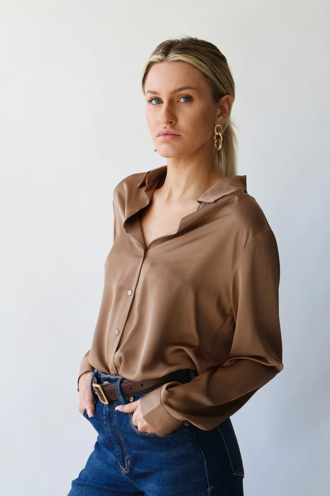 Satin Button Down