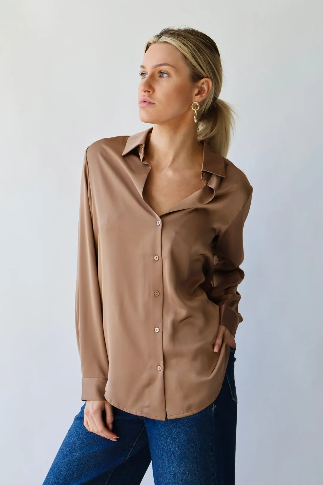 Satin Button Down