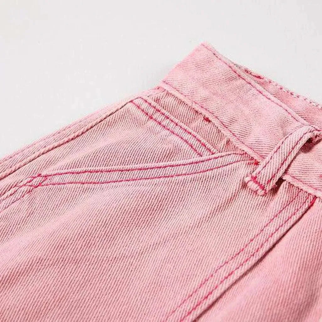 Vintage pink women's baggy jeans