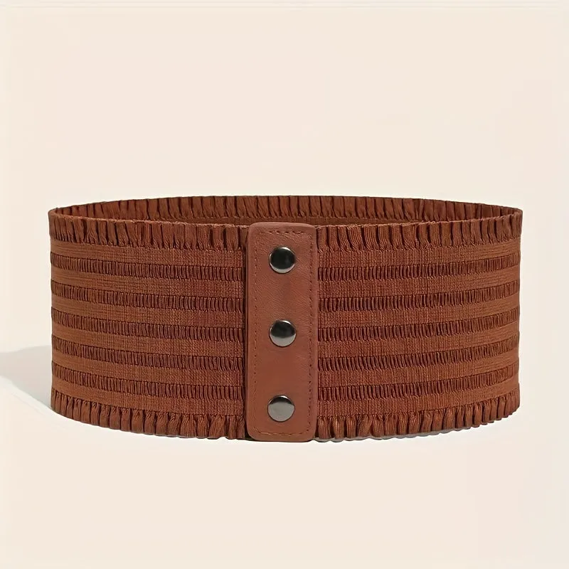 Vintage Wide Belt with Elegant Ruffles for Women