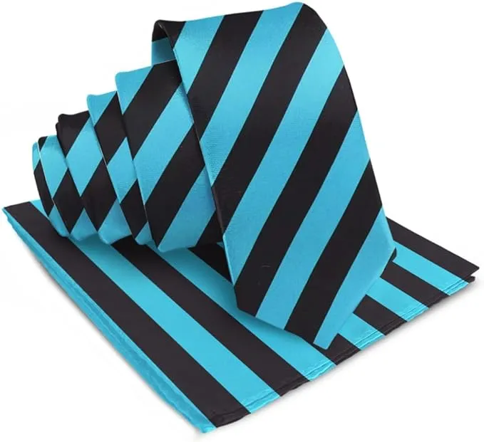 Vittorio Farina Men's Striped Satin Necktie & Pocket Square