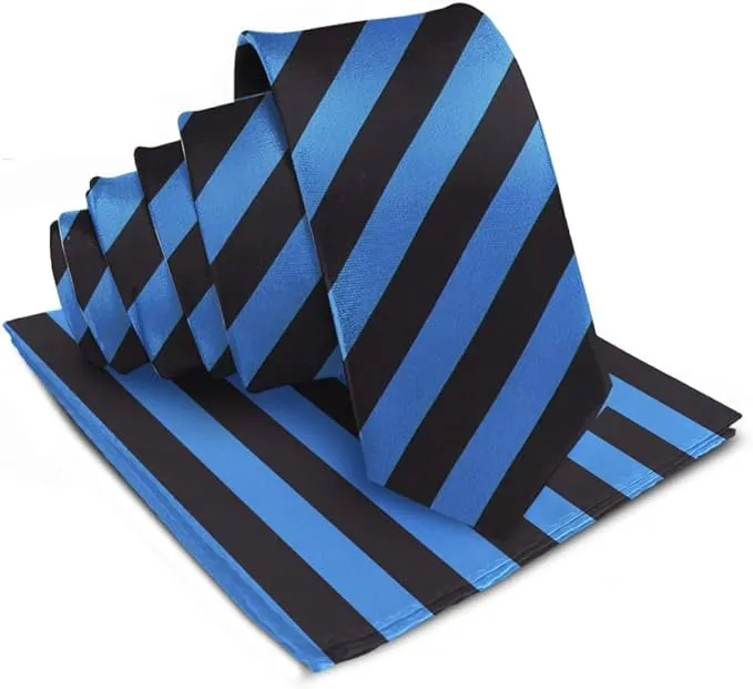 Vittorio Farina Men's Striped Satin Necktie & Pocket Square