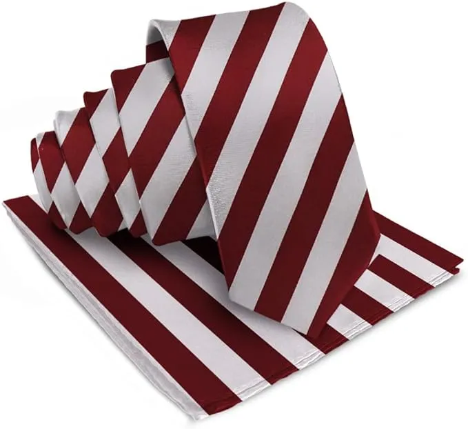 Vittorio Farina Men's Striped Satin Necktie & Pocket Square
