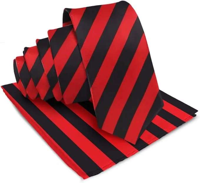 Vittorio Farina Men's Striped Satin Necktie & Pocket Square
