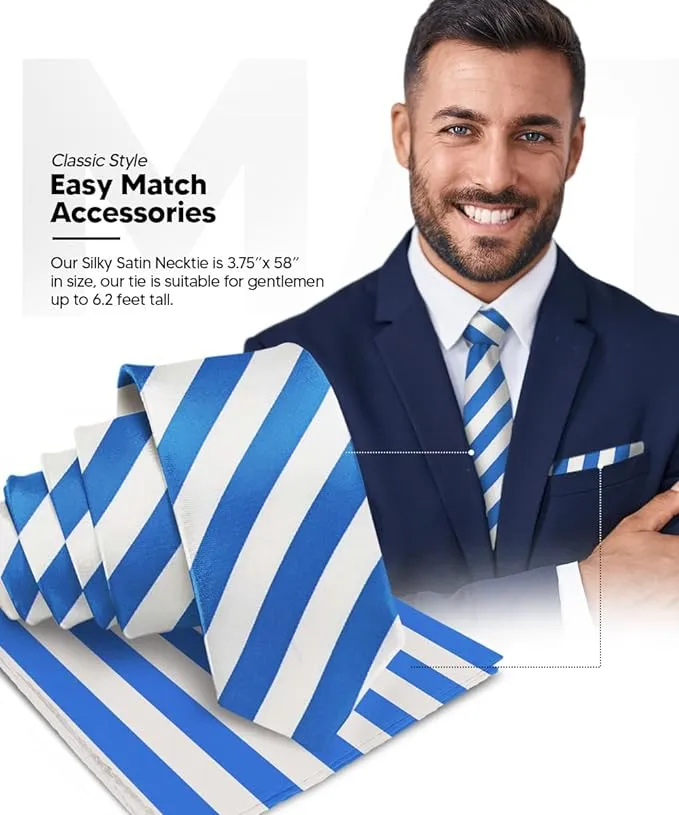 Vittorio Farina Men's Striped Satin Necktie & Pocket Square