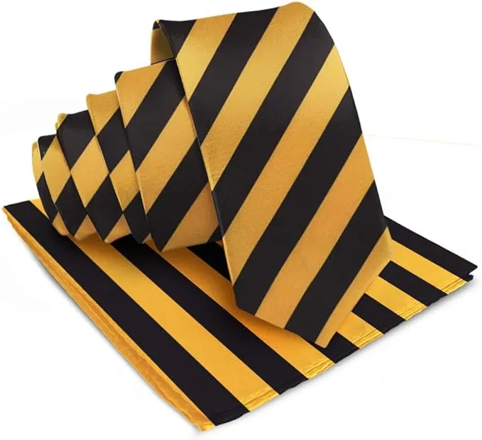 Vittorio Farina Men's Striped Satin Necktie & Pocket Square