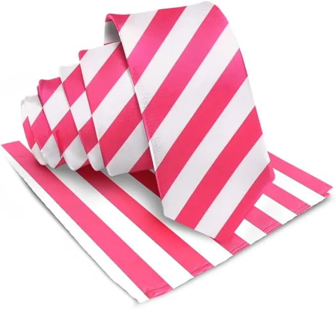 Vittorio Farina Men's Striped Satin Necktie & Pocket Square