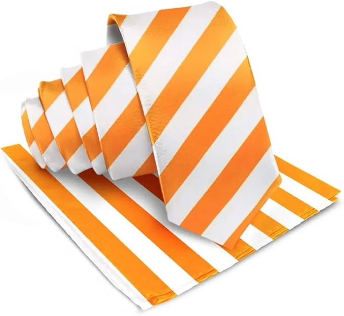 Vittorio Farina Men's Striped Satin Necktie & Pocket Square