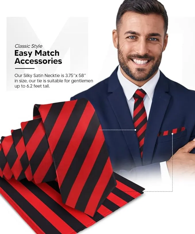 Vittorio Farina Men's Striped Satin Necktie & Pocket Square
